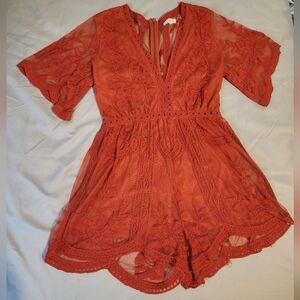 Orange Lace Romper